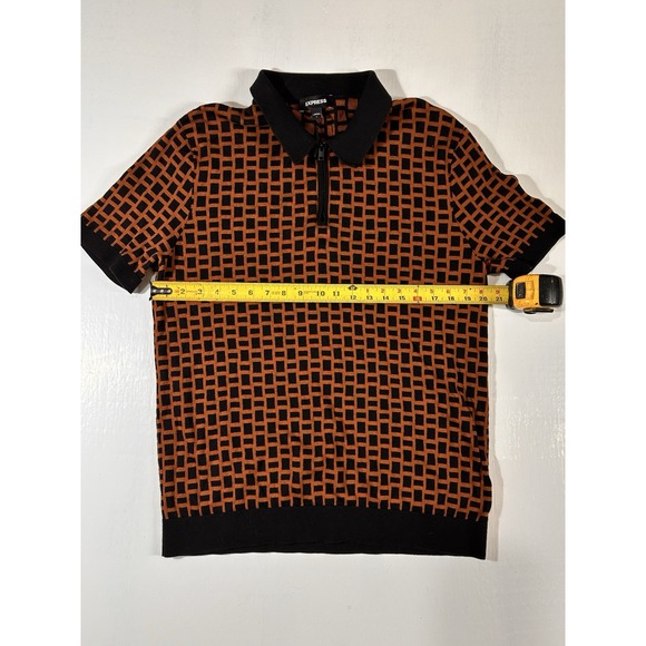 Express Mens 100% Cotton Pattern Collard Zip Shirt Size L New - Picture 4 of 5